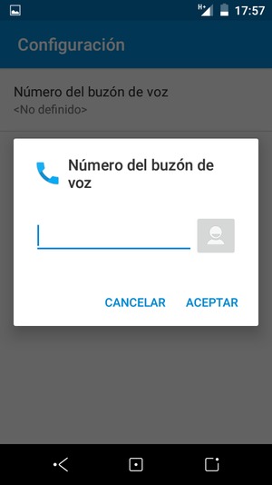 Introduzca el Número del buzón de voz y seleccione ACEPTAR