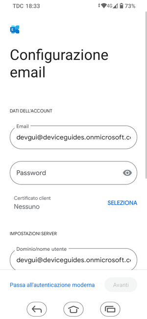 Inserisci la tua password