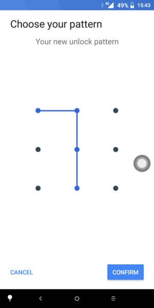 Draw the unlock pattern again and select CONFIRM