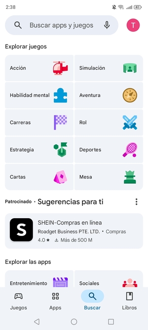 Seleccione la barra de Búsqueda