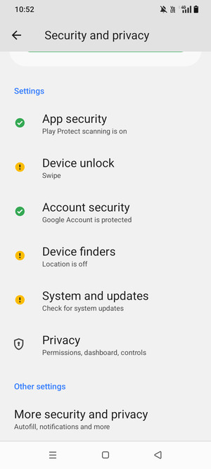 Scroll to and select More security and privacy