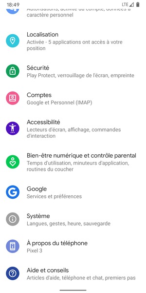Faites défiler et sélectionnez Système