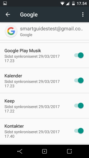 Kontroller at Kontakter er valgt