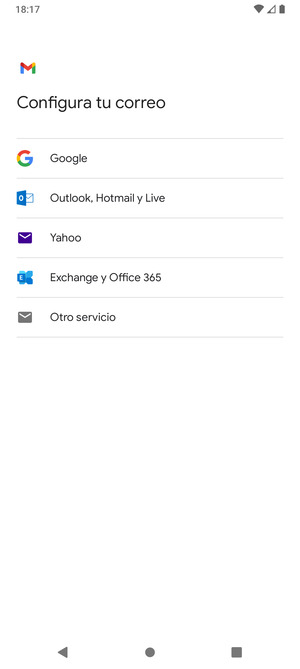 Seleccione Exchange y Office 365