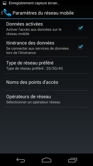 Activar o desactiver Itinérance des données