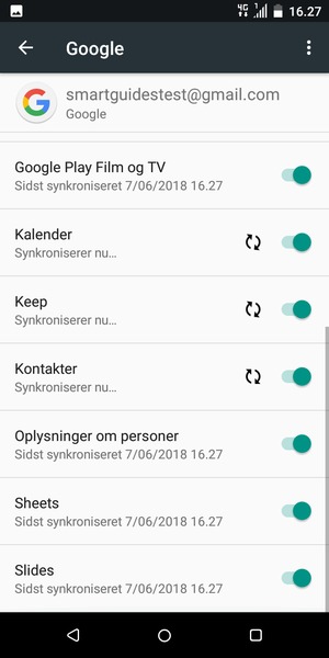 Dine kontakter fra Google vil nu blive synkroniseret til din smartphone.