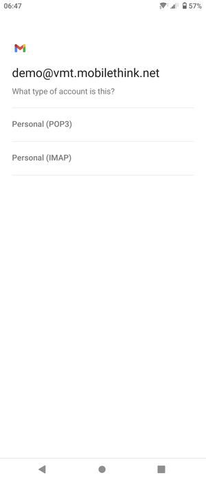 Select Personal (POP3) or Personal (IMAP)