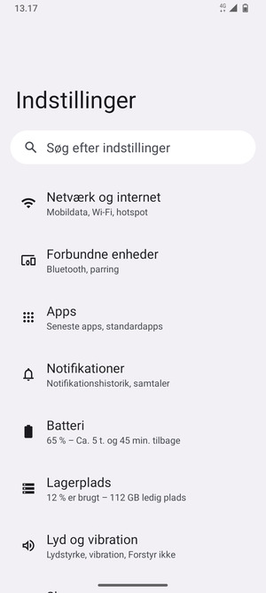 Vælg Netværk og internet