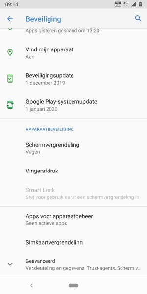 Scroll naar en selecteer  Simkaartvergrendeling