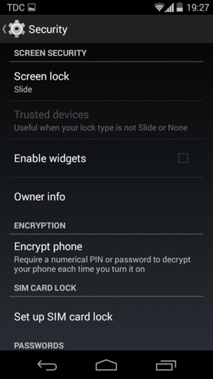 Select Screen lock