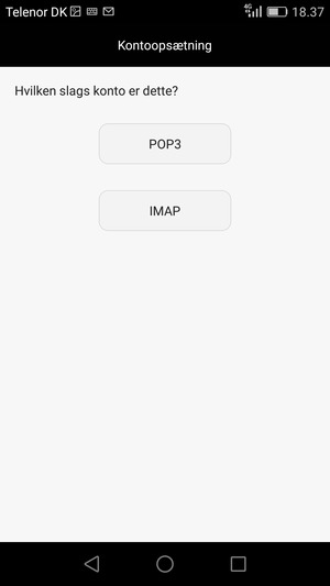 Vælg POP3 eller IMAP