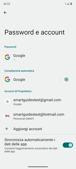 Seleziona il tuo account Google