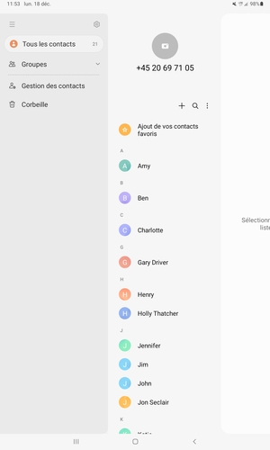 Sélectionnez Gestion des contacts