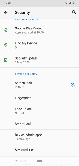 To change the PIN for the SIM card, scroll to and select SIM card lock