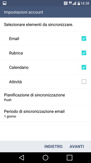 Seleziona AVANTI