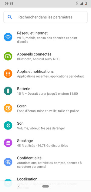 Sélectionnez Réseau et Internet