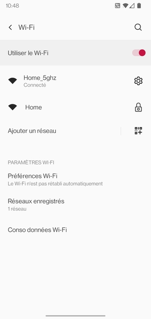 Vous êtes maintenant connecté au réseau Wi-Fi