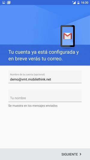 Déle a su cuenta un nombre y escriba su nombre. Seleccione SIGUIENTE