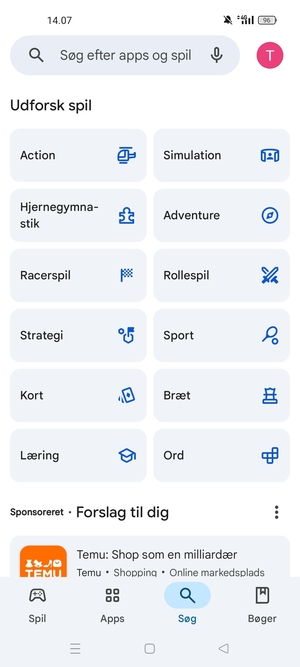 Vælg søgefeltet