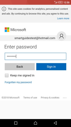 Enter your password and select Sign in