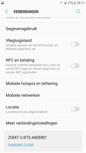 Scroll naar en selecteer Mobiele hotspot en tethering