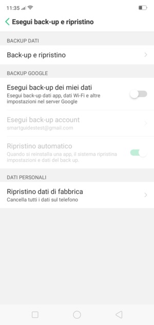 Attiva Esegui back-up dei miei dati