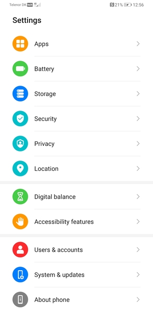 Scroll to and select Security