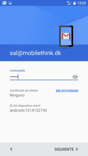 Introduzca su contraseña y seleccione SIGUIENTE