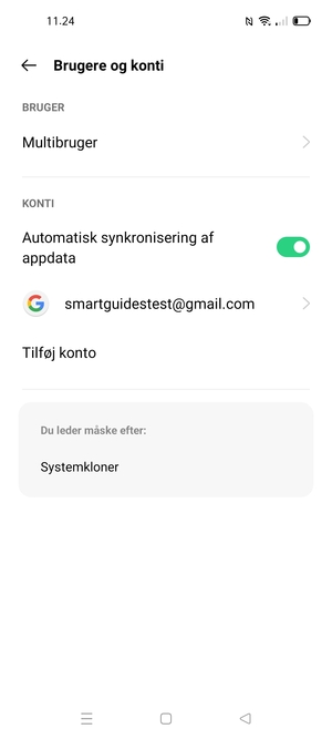 Vælg din Google konto