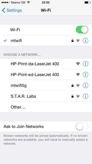 You are now connected to the Wi-Fi network