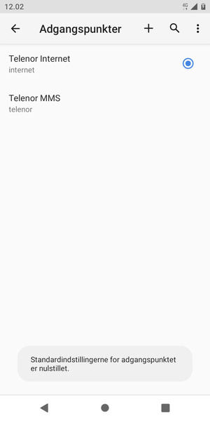 Vælg Nyt APN