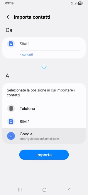 Seleziona Importa