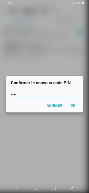 Veuillez confirmer votre nouveau code PIN de la carte SIM et sélectionner OK