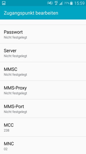Scrollen Sie nach unten und geben Sie MMS-Informationen ein