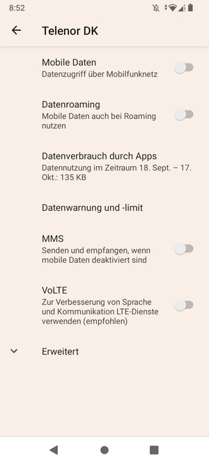 Um das Netzwerk zu wechseln, falls Probleme auftreten, wählen Sie Erweitert