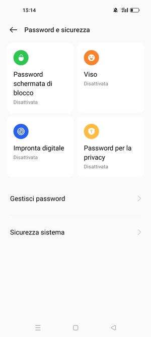 Seleziona Sicurezza sistema