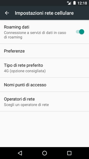 Attiva o disattiva Roaming dati