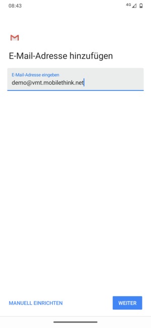 Geben Sie Ihre E-Mail-Adresse ein und wählen Sie WEITER