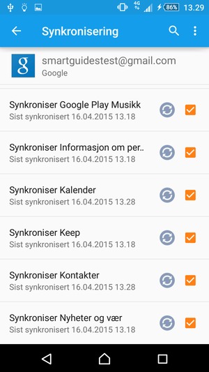 Dine kontakter fra Google vil synkroniseres til din Xperia