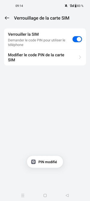 Votre code PIN de la carte SIM a été modifié