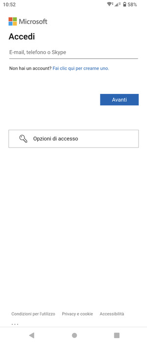 Inserisci il tuo indirizzo Hotmail e seleziona Avanti