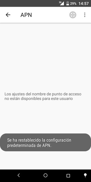 El teléfono se reiniciará con la configuración predeterminada de Internet y MMS