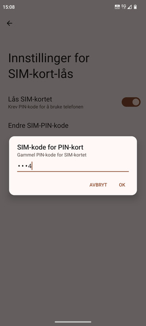 Skriv inn en Gammel PIN-kode for SIM-kort og velg OK