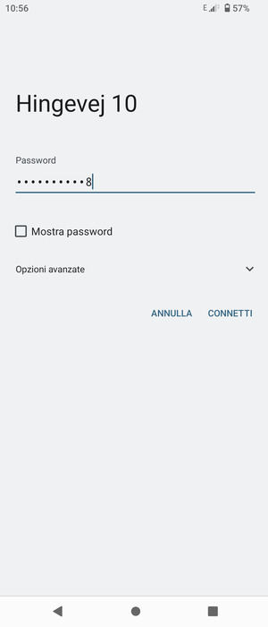 Inserisci la password del Wi-Fi e seleziona CONNETTI
