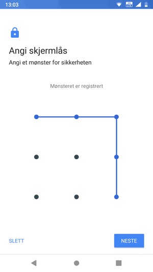 Tegn et opplåsingsmønster og velg NESTE