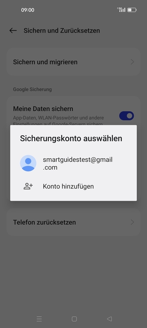 Wählen Sie Ihr Konto für Backup