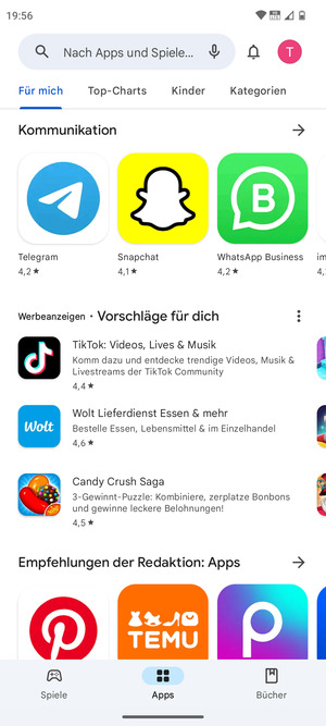 Wählen Sie die Suchleiste