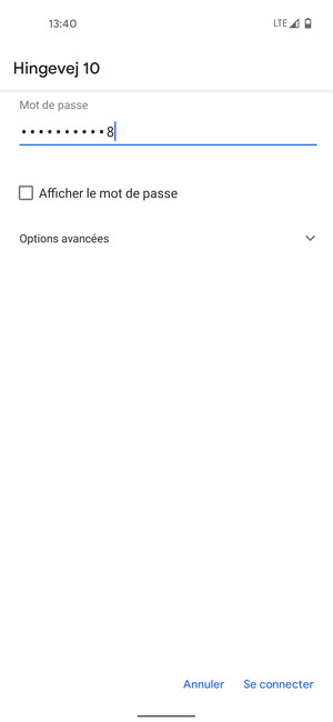 Saisissez le mot de passe du Wi-Fi et sélectionnez Se connecter