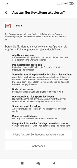 Wählen Sie Diese App zur Geräteverwaltung aktivieren
