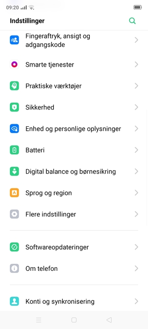 Scroll til og vælg Flere indstillinger